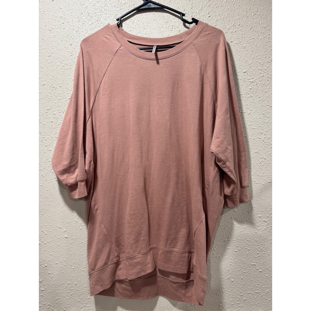 Tresics Womens Mauve Pink Raglan 3/4 Sleeve Oversized Sweatshirt Pullover Small